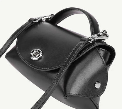 Aura Genuine Leather Turn-Lock Mini Satchel