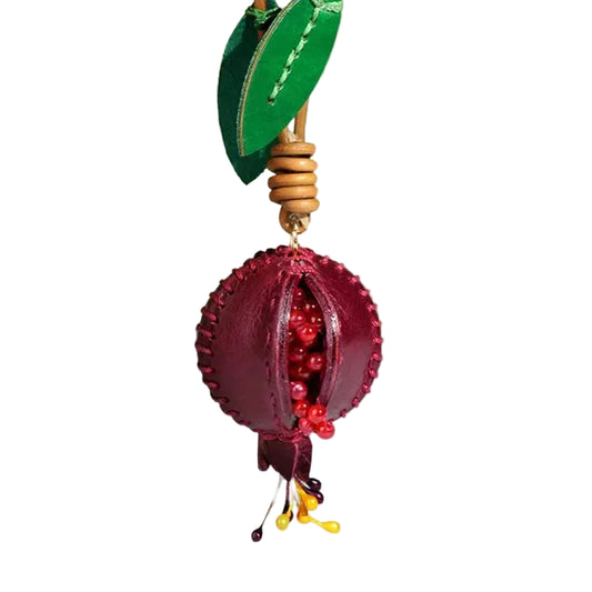 Leather Pomegranate Bag Charm