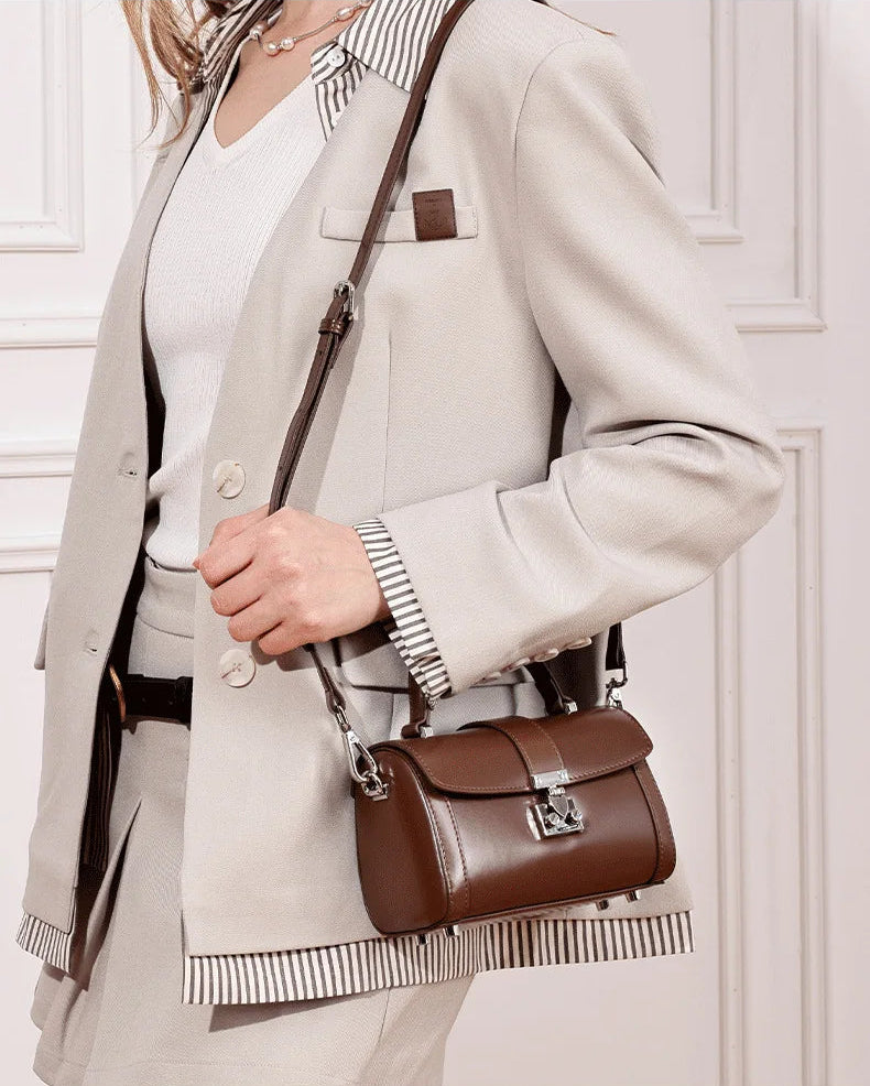 Verona Genuine Leather Flap Top Structured Crossbody