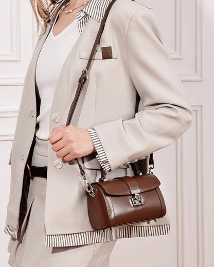 Verona Genuine Leather Flap Top Structured Crossbody