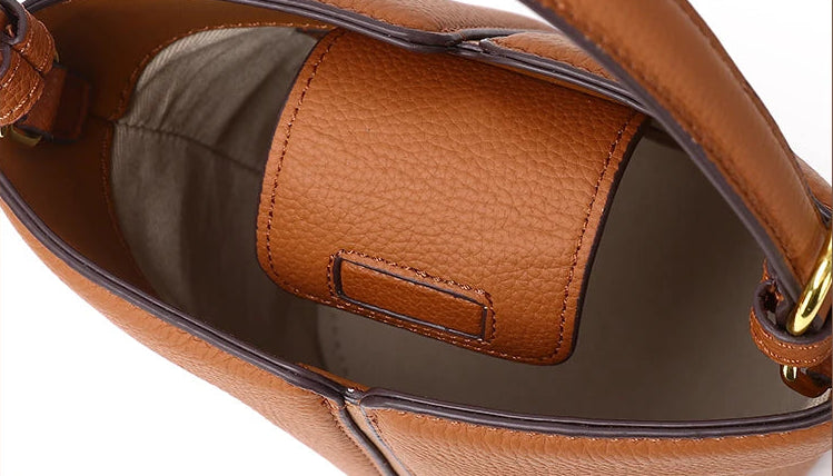 Opulent Genuine Leather Bucket Bag