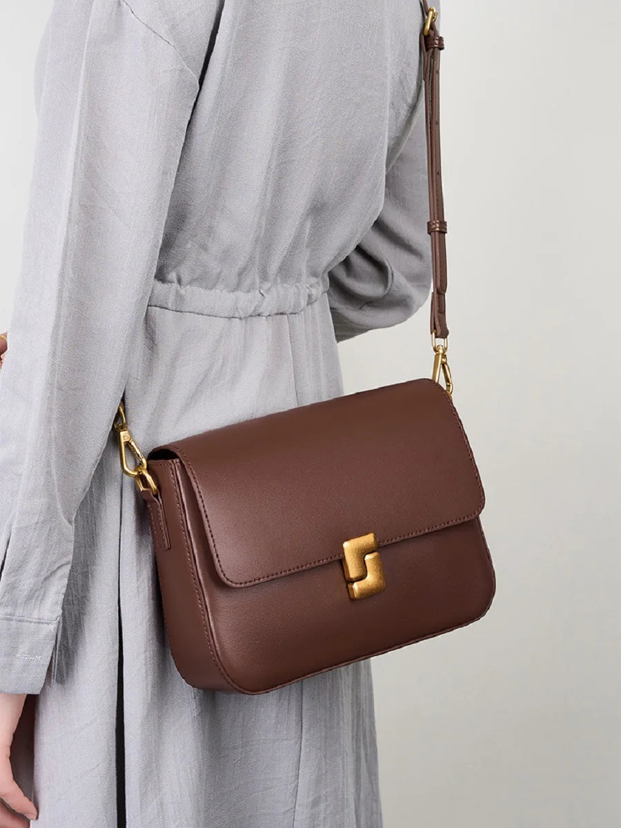 Aura Genuine Leather Luxury Small Square Crossbody Bag