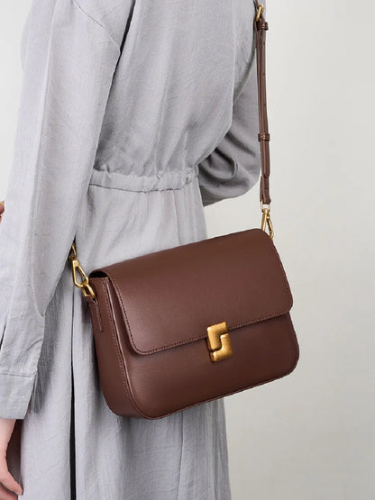 Aura Genuine Leather Luxury Small Square Crossbody Bag