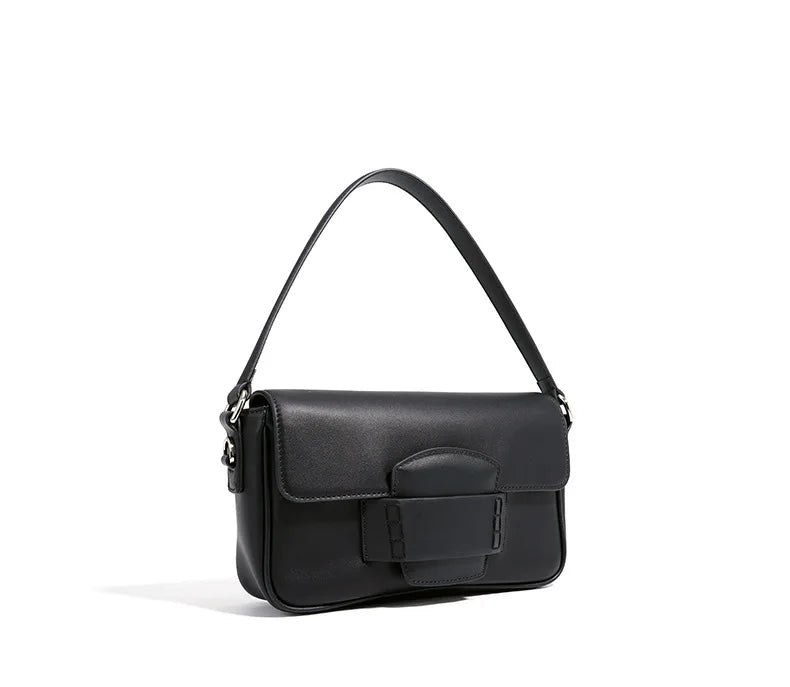 Genuine Leather Flap Crossbody Bag
