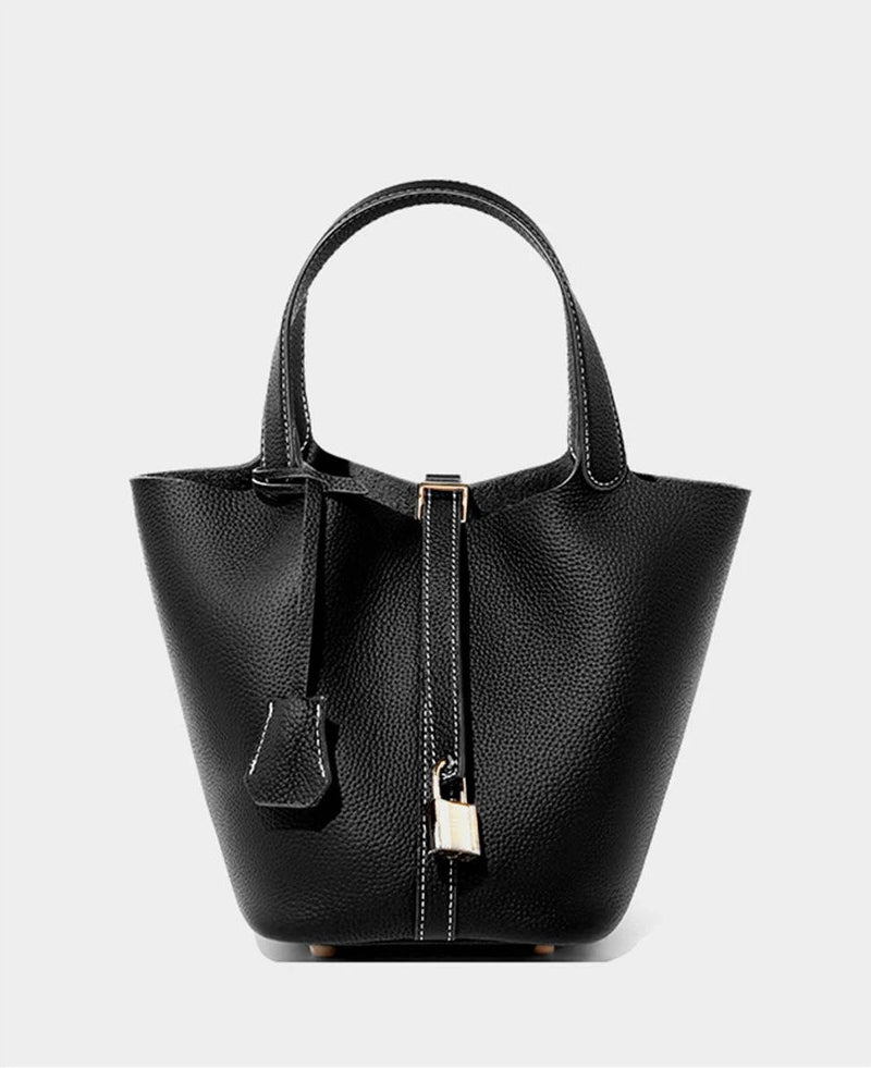 Genuine Leather Luxe Bucket Tote Bag