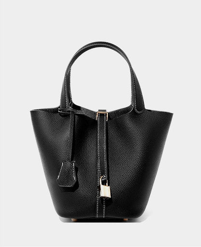 Genuine Leather Luxe Bucket Tote Bag