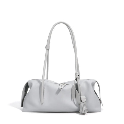 Serene Genuine Leather Elongated Barrel Handbag