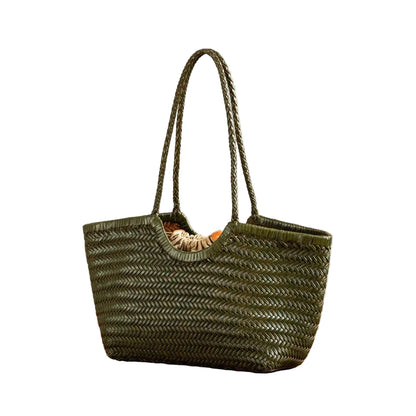 Genuine Leather Handwoven Luxury Beach Tote Bag
