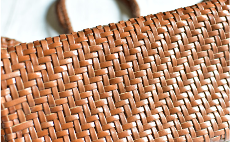 Genuine Leather Woven Beach Basket Bag