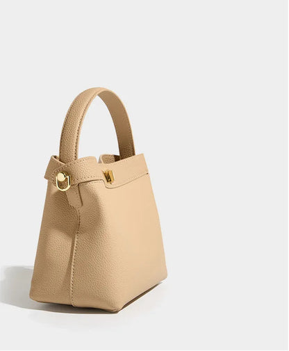 Refined Genuine Leather Signature Bucket Bag