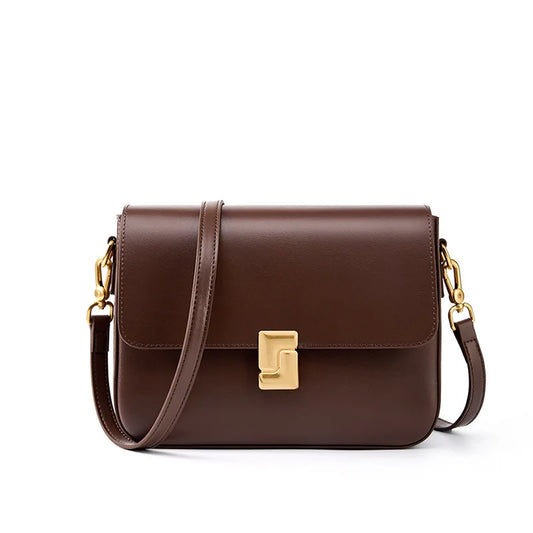 Aura Genuine Leather Luxury Small Square Crossbody Bag
