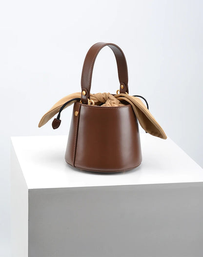 Artisanal Bow Knot Cowhide Bucket Bag