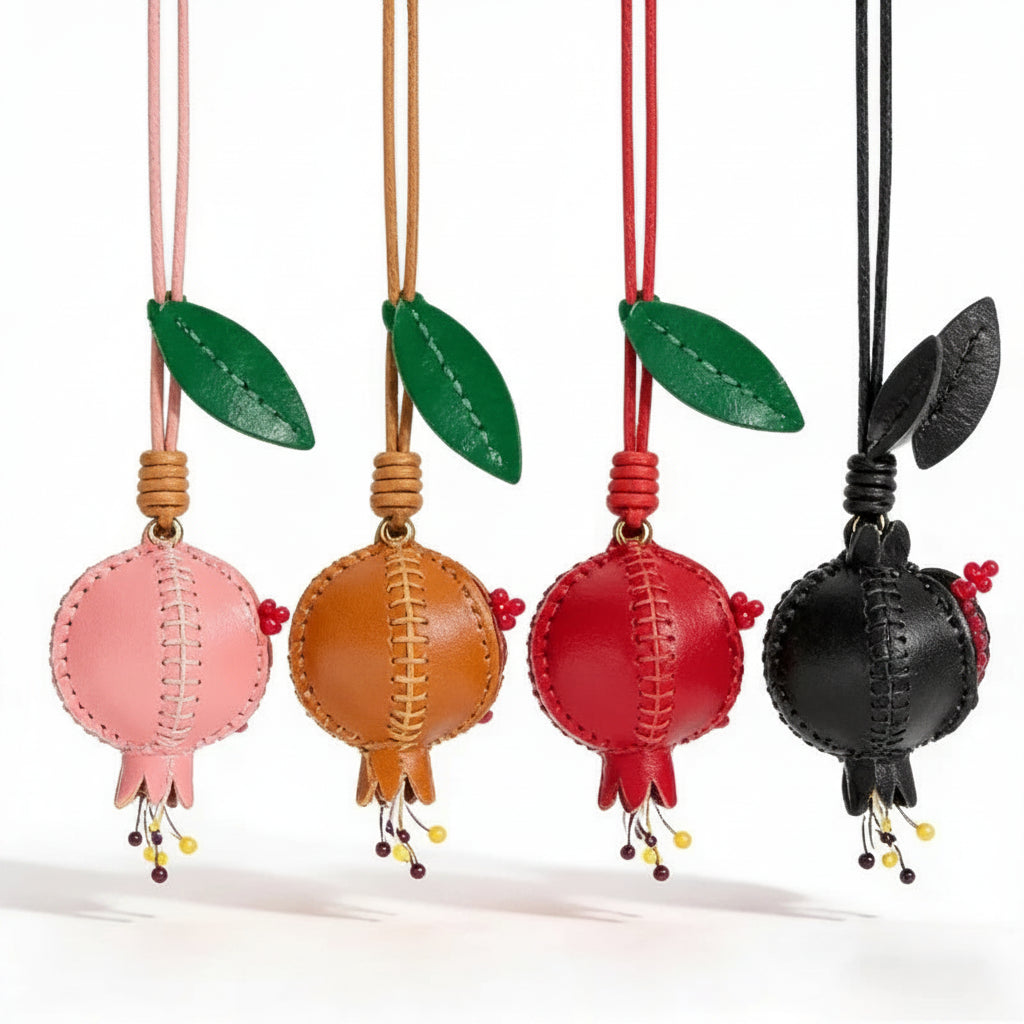 Leather Pomegranate Bag Charm