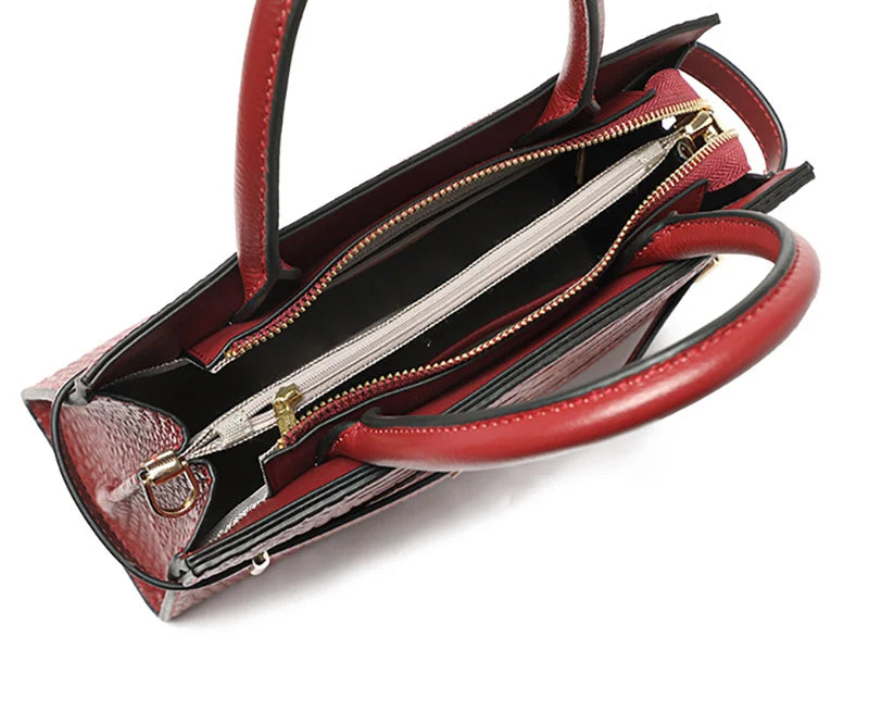 Crocodile Texture Leather Handbag