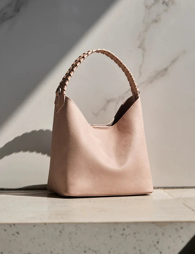 Lyra Artisan Genuine Leather Hand-Woven Accent Tote