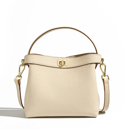 Refined Genuine Leather Signature Bucket Bag