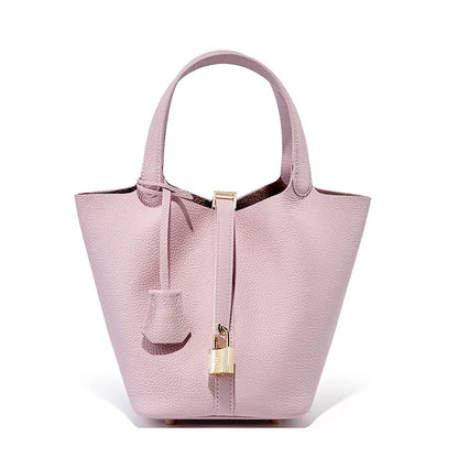 Genuine Leather Luxe Bucket Tote Bag