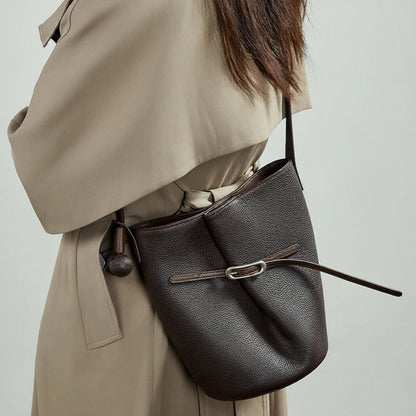 Cascade Genuine Leather Loop Bucket Bag