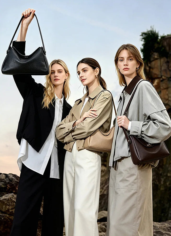 Vesper Genuine Leather Turn-Lock Contour Hobo
