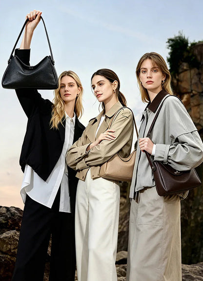 Vesper Genuine Leather Turn-Lock Contour Hobo
