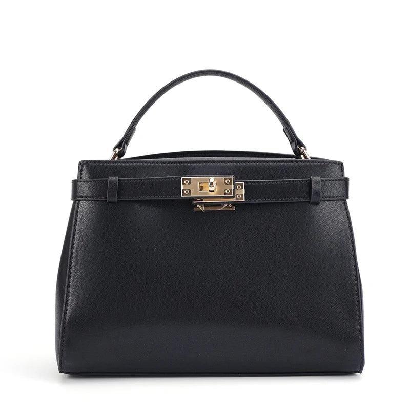 Genuine Leather Luxury Wide Strap Shoulder Bag
