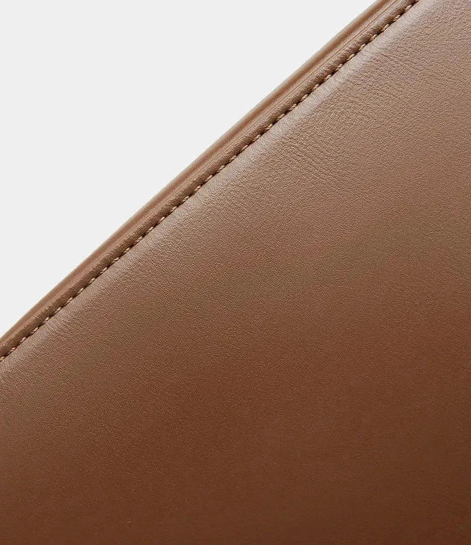 Sleek Genuine Leather Flap Contour Tote