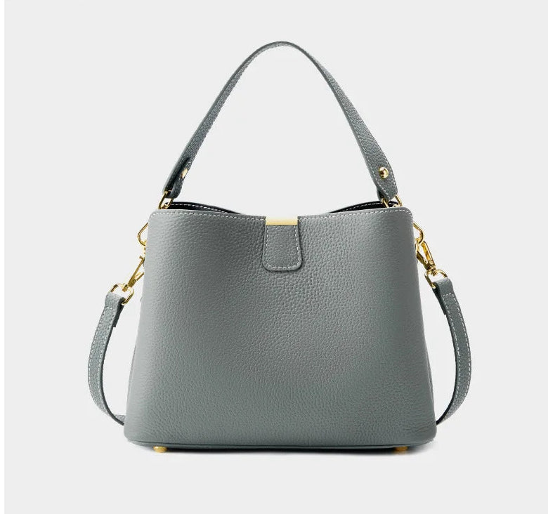 Elite Top Grain Genuine Leather Large Capacity Bucket Bag