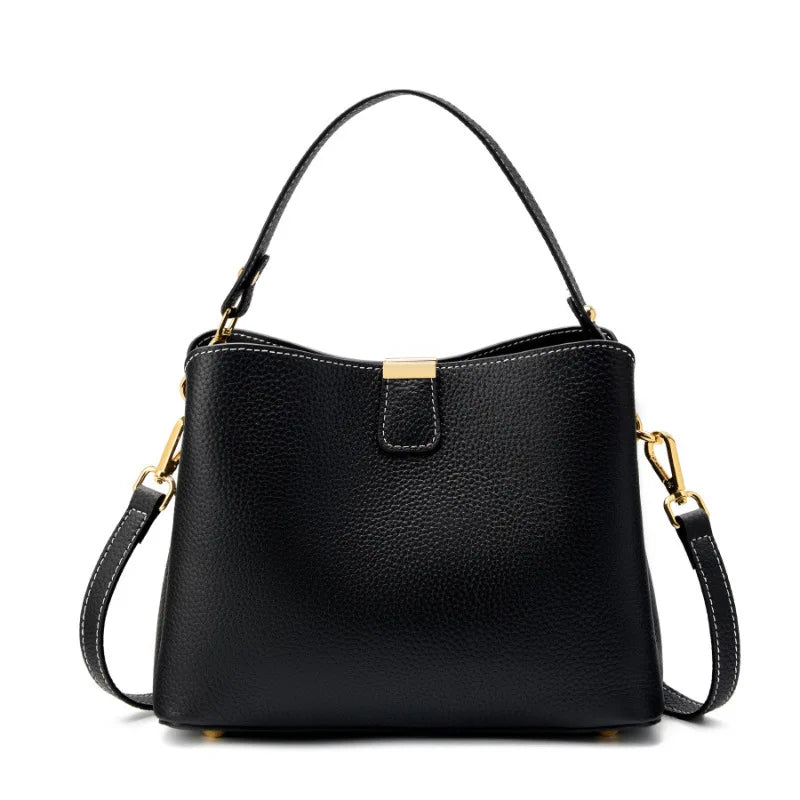 Elite Top Grain Genuine Leather Large Capacity Bucket Bag