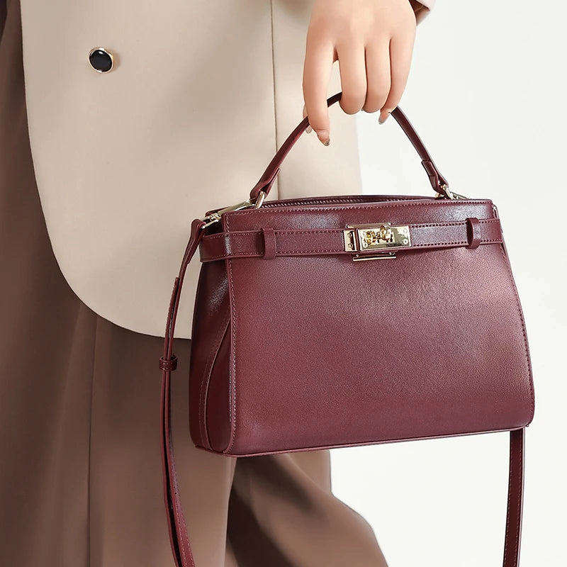 Genuine Leather Luxury Wide Strap Shoulder Bag