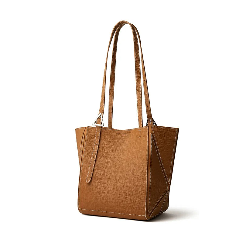 Aura Genuine Leather Geometric Winged Tote