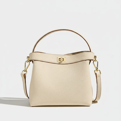Refined Genuine Leather Signature Bucket Bag
