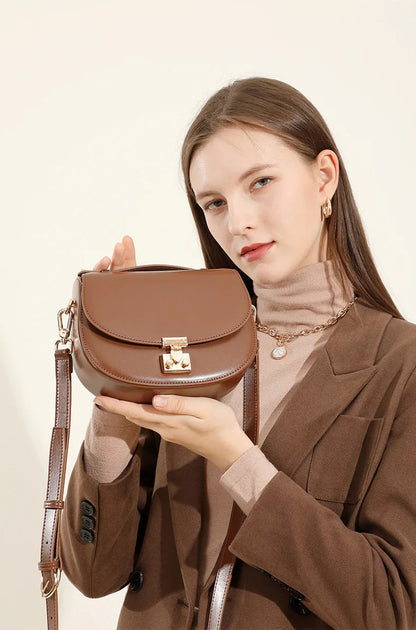 Aura Genuine Leather Top-Handle Saddle Bag