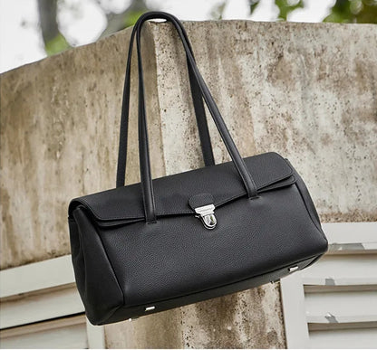Aura Genuine Leather Lock-Clasp Envelope Bag