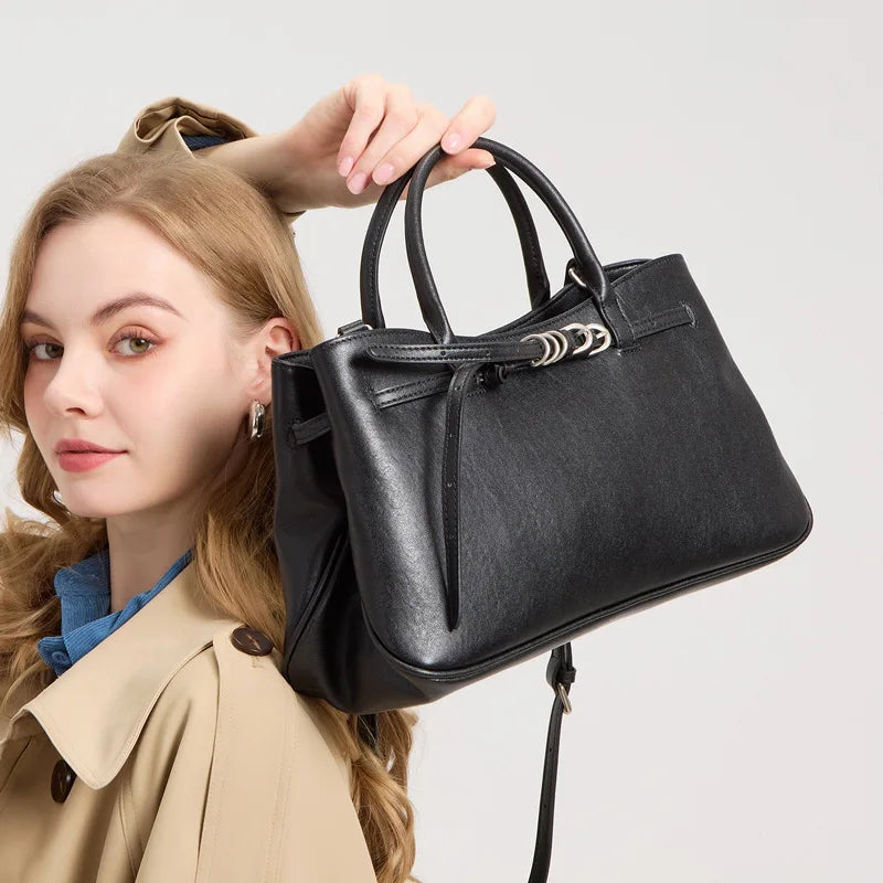 Monarch Genuine Leather Retro Style Everyday Handbag