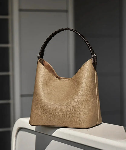 Lyra Artisan Genuine Leather Hand-Woven Accent Tote
