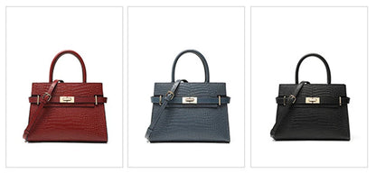Crocodile Texture Leather Handbag