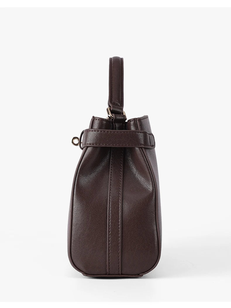 Genuine Leather Luxury Wide Strap Shoulder Bag