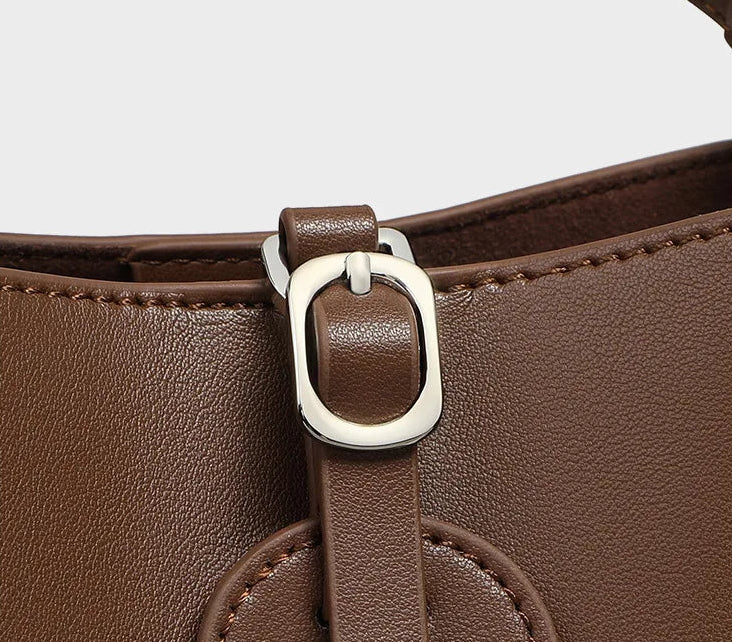 Vanguard Genuine Leather Sculptural Bucket Bag