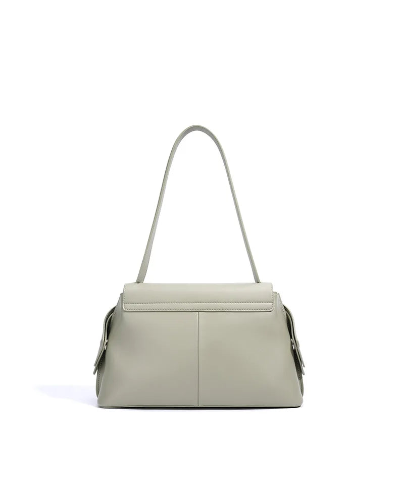 Aura Genuine Leather Twin-Zip Flap Shoulder Bag