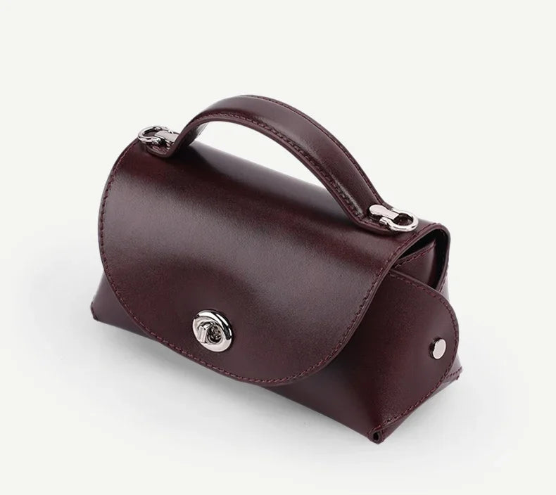 Aura Genuine Leather Turn-Lock Mini Satchel