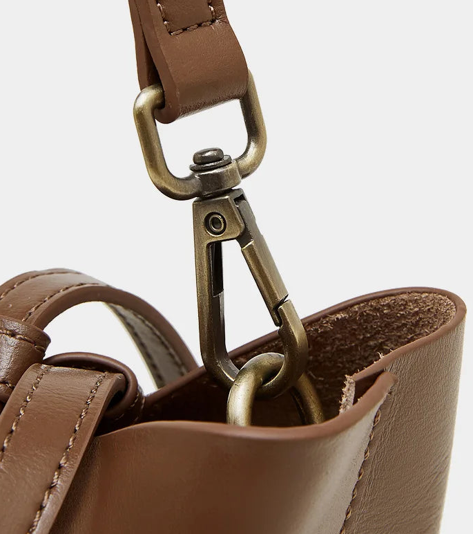 Sleek Genuine Leather Flap Contour Tote