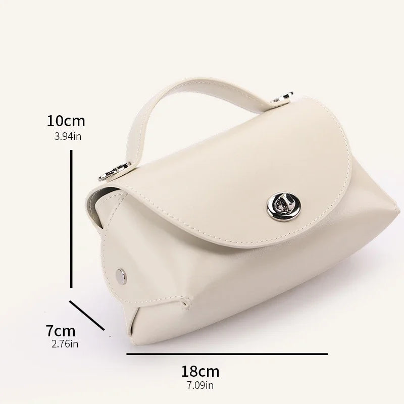 Aura Genuine Leather Turn-Lock Mini Satchel