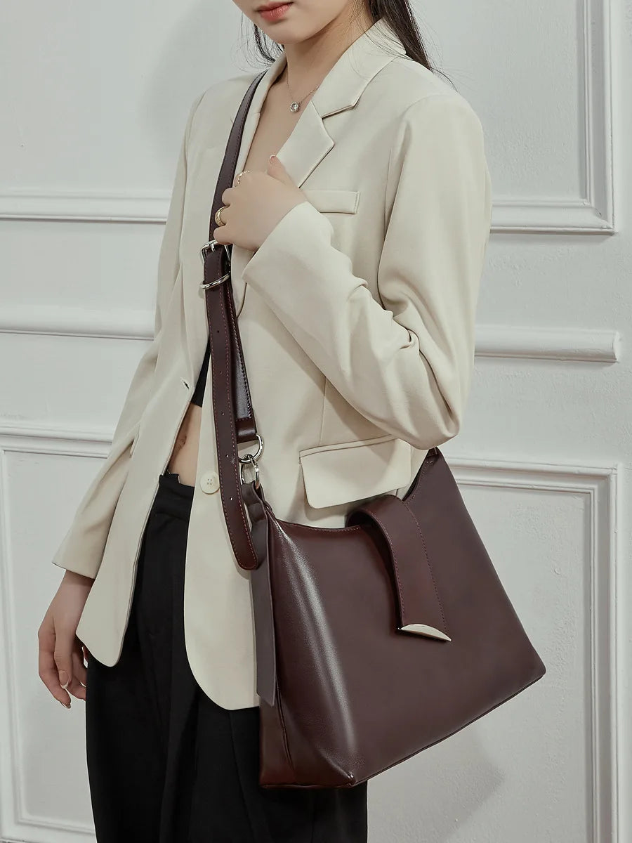 Aura Genuine Leather Milano Curved Shoulder Bag