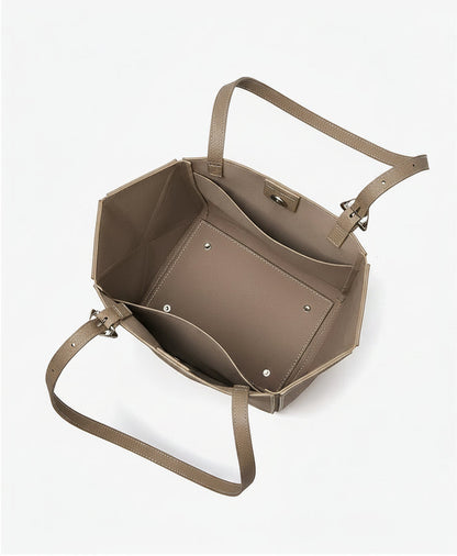 Aura Genuine Leather Geometric Winged Tote