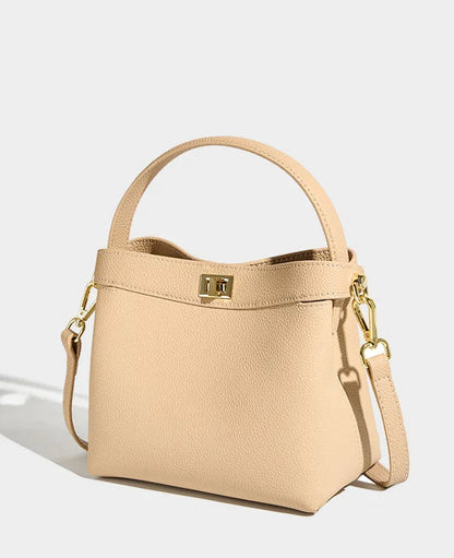 Refined Genuine Leather Signature Bucket Bag