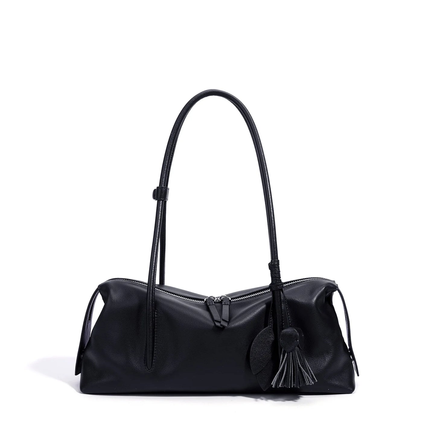 Serene Genuine Leather Elongated Barrel Handbag