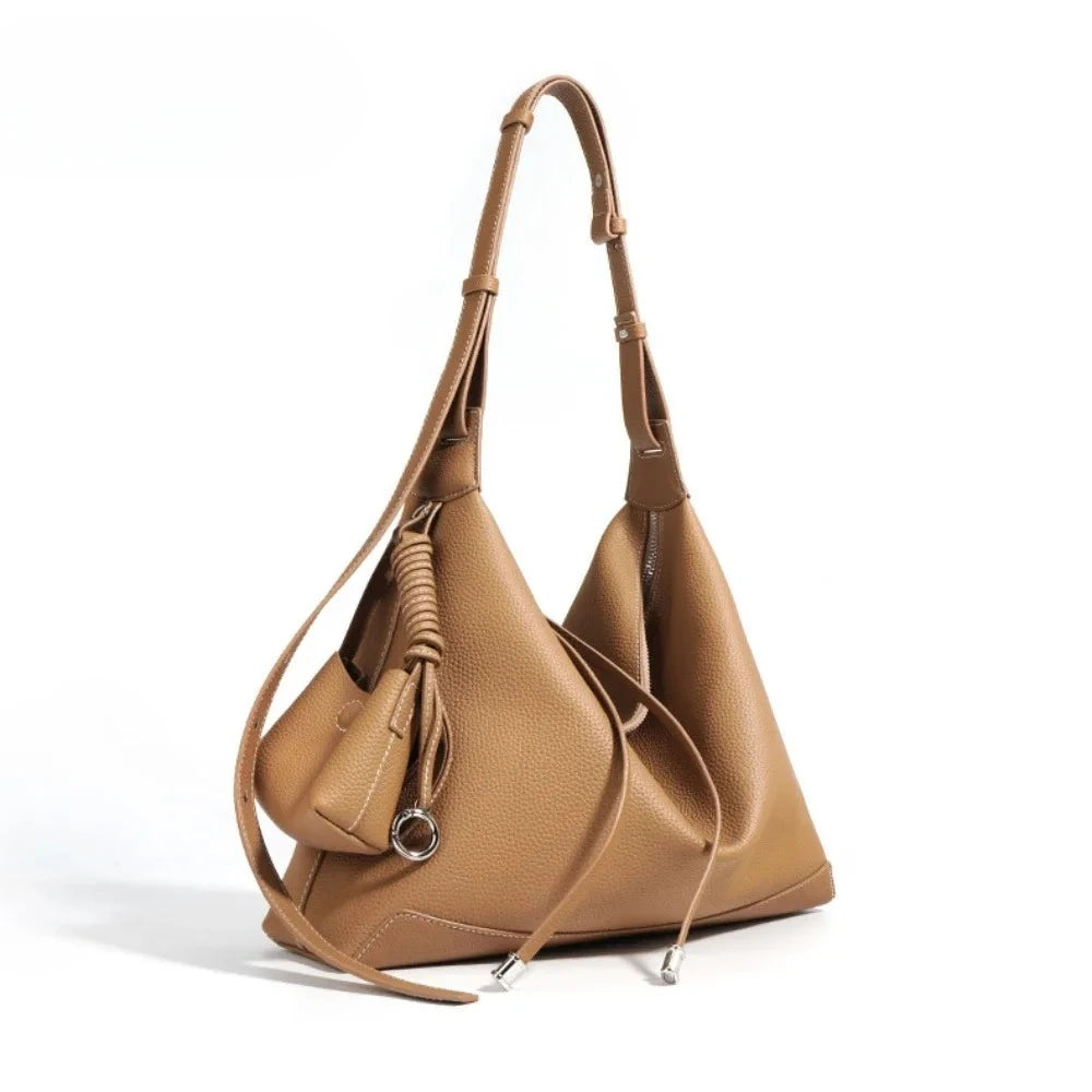 Premium Genuine Leather Chic Designer Tote and Small Purse Set