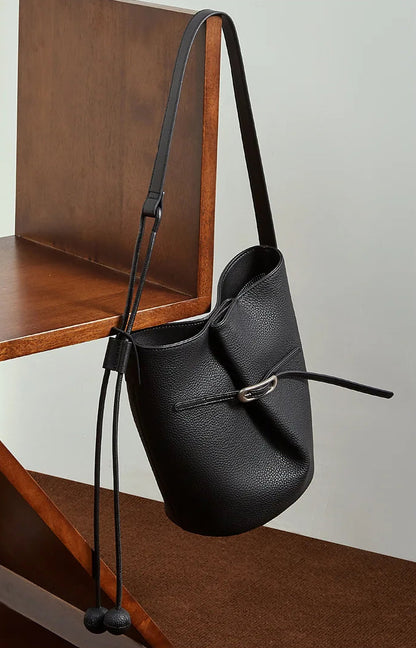 Cascade Genuine Leather Loop Bucket Bag