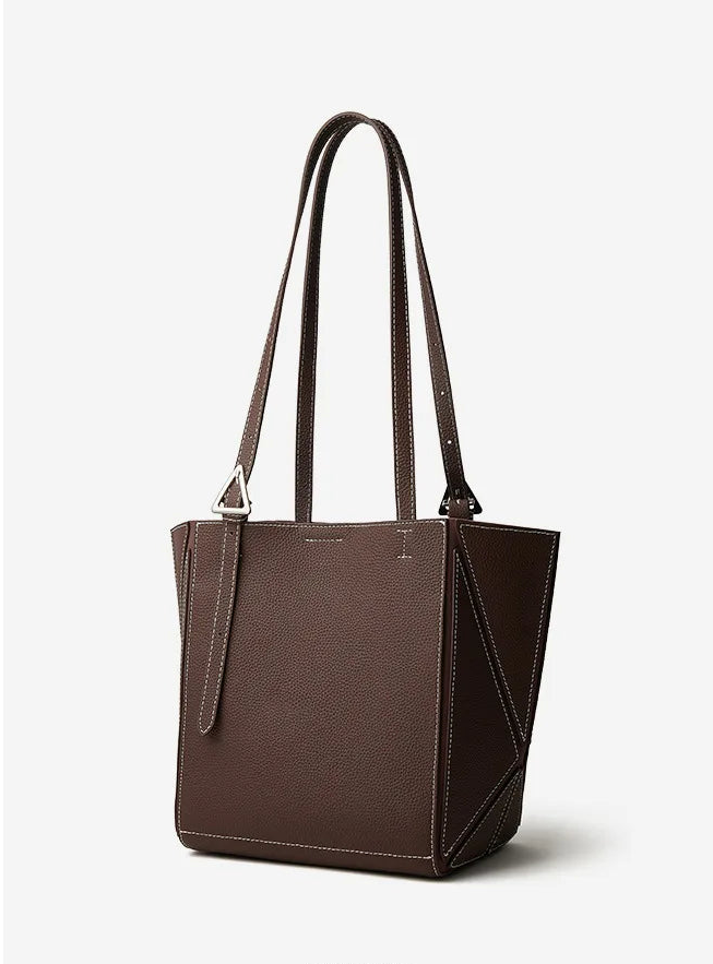 Aura Genuine Leather Geometric Winged Tote