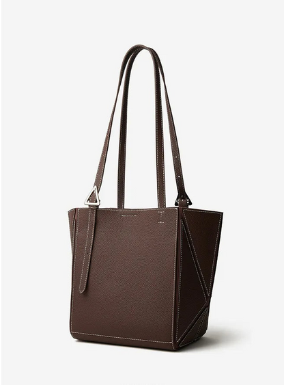 Aura Genuine Leather Geometric Winged Tote